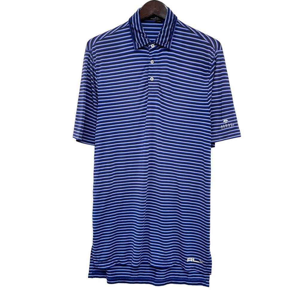 RLX Ralph Lauren Men's Golf Polo Shirt Purple/Blue Striped Doral Logo Size Small